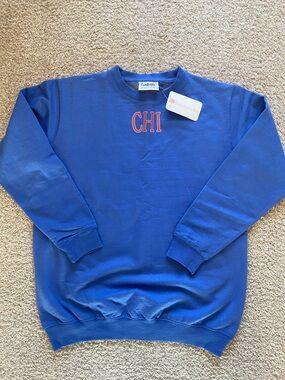 Comfort Colors Royal Blue Crewneck with CHI Orange Embroidery